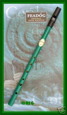 Feadóg - High D Green Irish Tin Penny Whistle